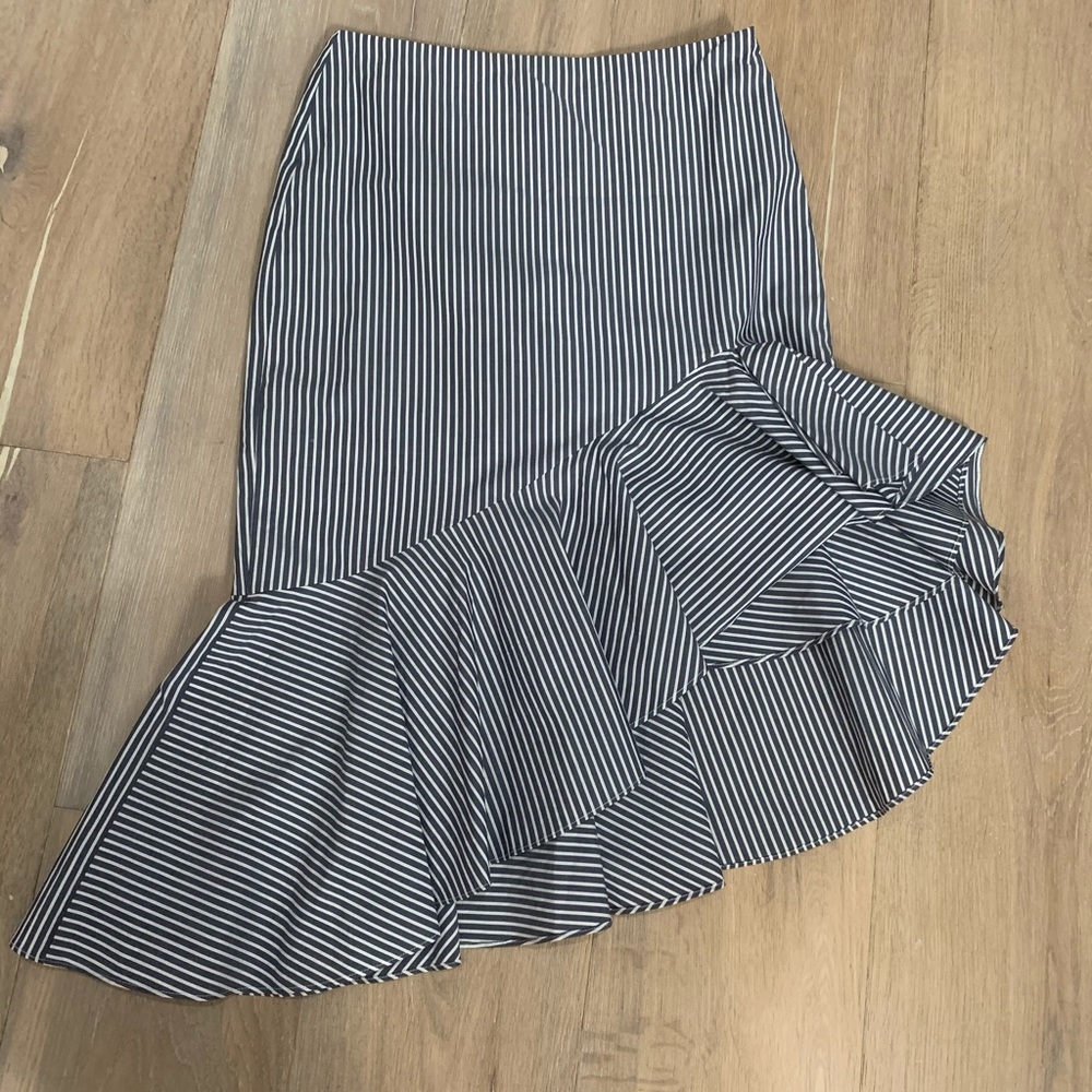 Blue striped, ruffled skirt
